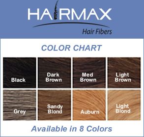 HairMax Nanogen Toppik Keratin Hair fibers colour chart